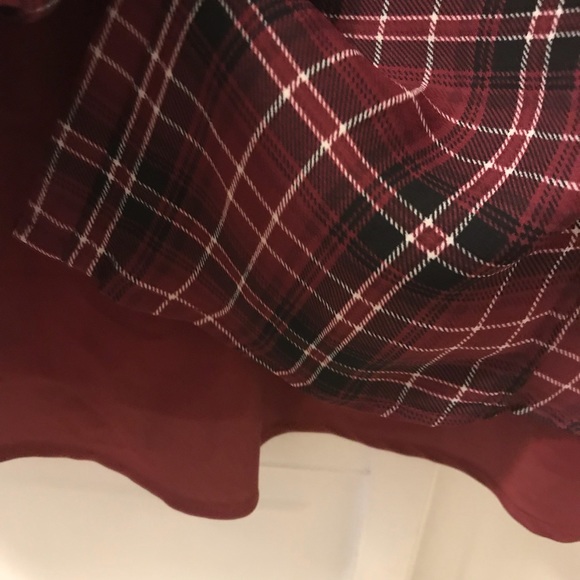 NWT BB DAKOTA Rexford maroon plaid shirt dress - Picture 5 of 5